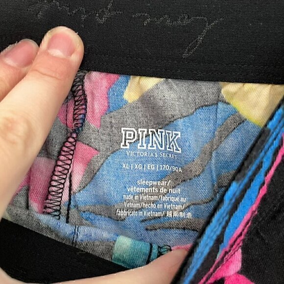 NEW NWT VICTORIAS SECRET VS PINK Sleep Boxy Tropical Leaves Floral Multi Pajamas - Picture 4 of 12